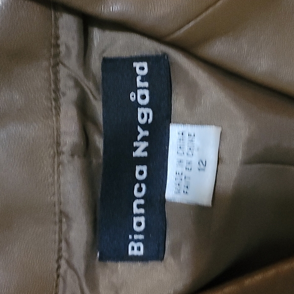 Stunning like new brown 100% real leather jacket women's size 12 Bianca Nygard - Picture 2 of 8